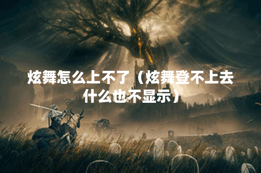 炫舞怎么上不了（炫舞登不上去什么也不显示）