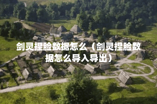 剑灵捏脸数据怎么（剑灵捏脸数据怎么导入导出）