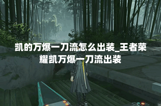 凯的万爆一刀流怎么出装_王者荣耀凯万爆一刀流出装