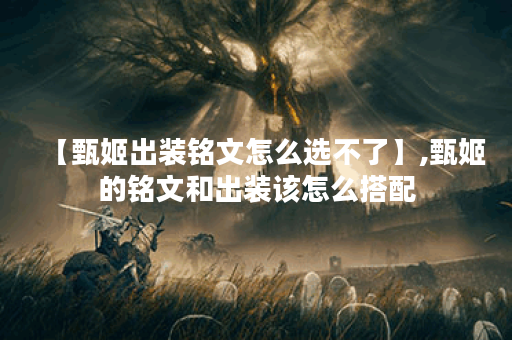 【甄姬出装铭文怎么选不了】,甄姬的铭文和出装该怎么搭配