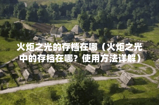 火炬之光的存档在哪（火炬之光中的存档在哪？使用方法详解）