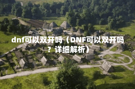 dnf可以双开吗（DNF可以双开吗？详细解析）