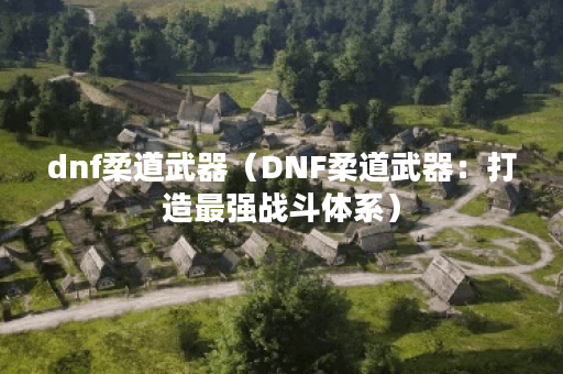 dnf柔道武器（DNF柔道武器：打造最强战斗体系）