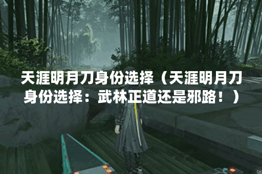 天涯明月刀身份选择（天涯明月刀身份选择：武林正道还是邪路！）