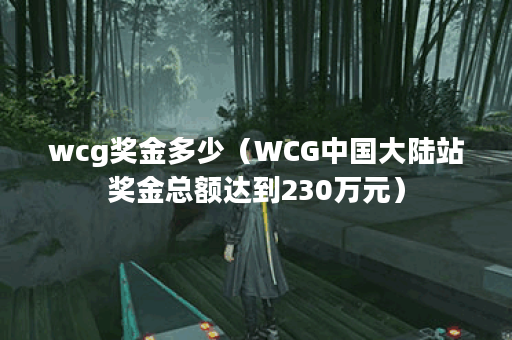 wcg奖金多少（WCG中国大陆站奖金总额达到230万元）