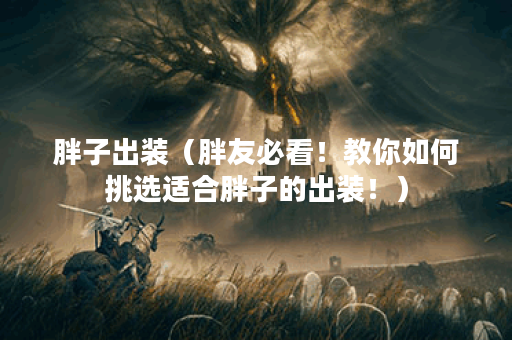 胖子出装（胖友必看！教你如何挑选适合胖子的出装！）