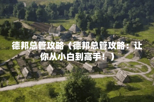德邦总管攻略（德邦总管攻略：让你从小白到高手！）