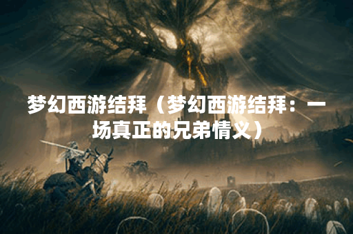 梦幻西游结拜（梦幻西游结拜：一场真正的兄弟情义）